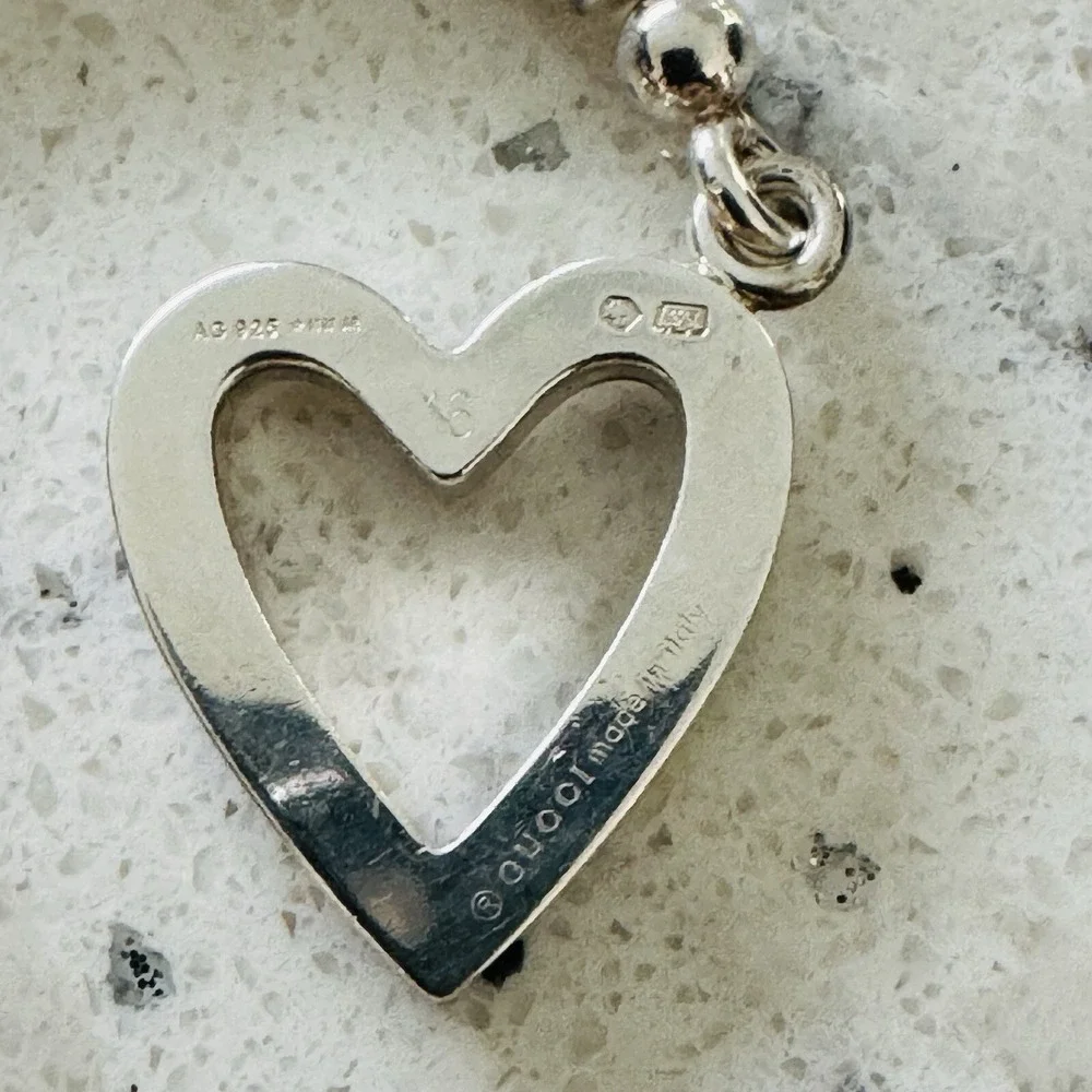 Gucci Sterling Silver Heart Ball Chain Toggle Bracelet Genuine Signed - Picture 2 of 16